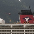 316-0510 Helecopter over Disney Ship in Skagway AK